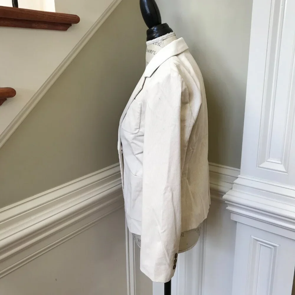 NWT JCrew Archie Corduroy Blazer Jacket Womens 6 Cream Ivory Patch Pocket BJ988